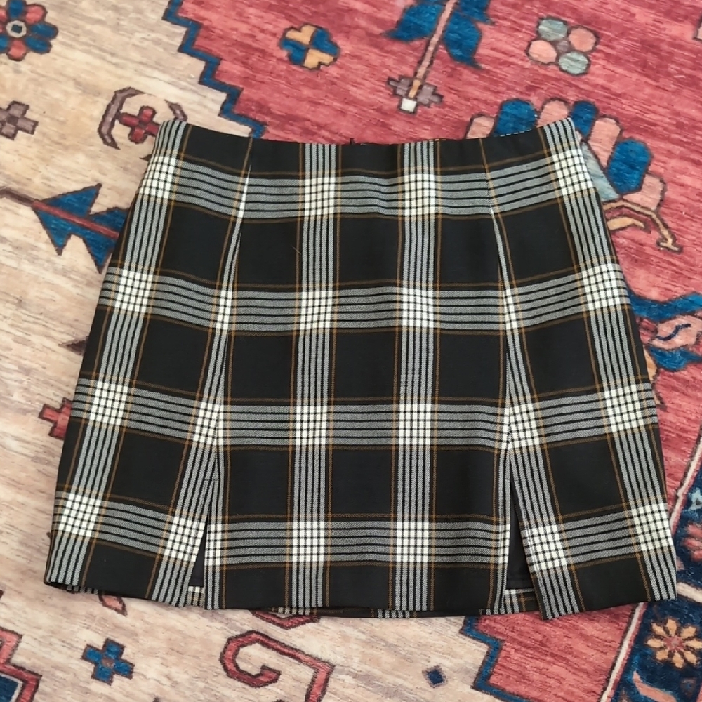 Plaid Black and White Women's Skirt